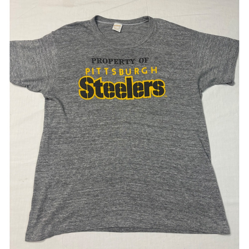 Vintage Sportswear Pittsburgh Steelers T Shirt Gray Tri-Blend Made‎ in USA Large